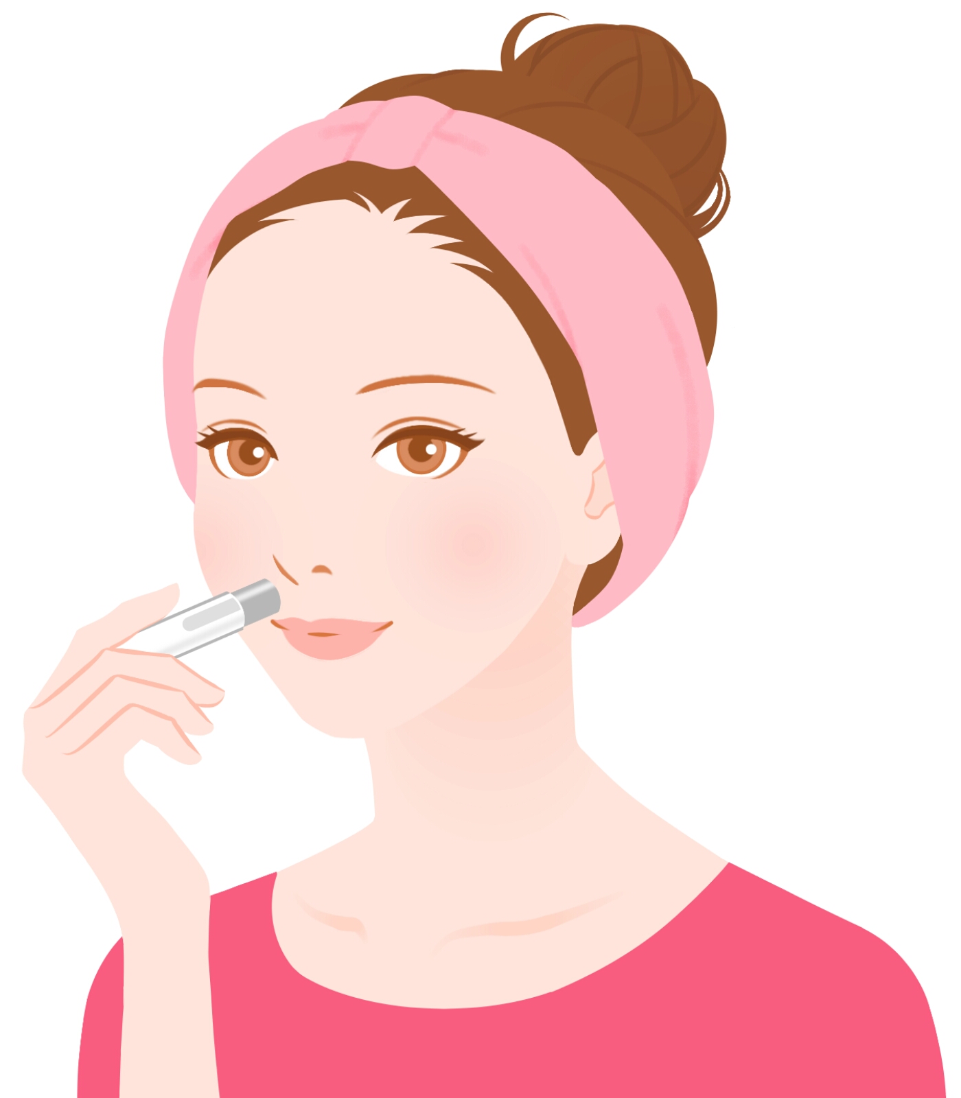 鼻の下を剃っている女性